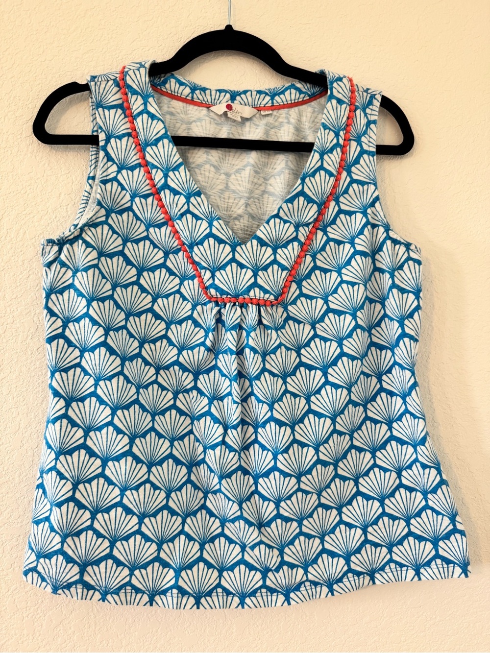 Boden Blue Tarifa Seashell Print Cotton Tank Top